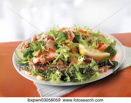 Fresh salmon salad View Large Photo Image Stock Photo - Fresh salmon salad. Fotosearch