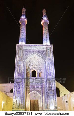 "Friday Mosque or Masged-e game at night, Yazd, Iran, Asia" View Large Photo Image Stock Image - "Friday Mosque or Masged-e game at night, Yazd, Iran, Asia". Fotosearch