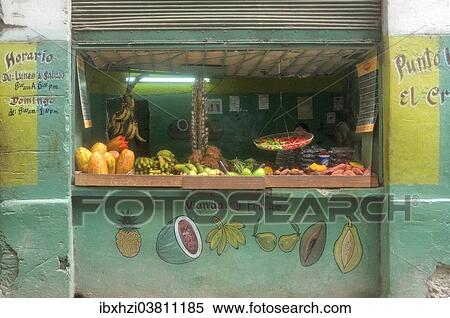 Stock Photography - "Fruit and vegetable shop in Old Havana, Cuba, North America". Fotosearch