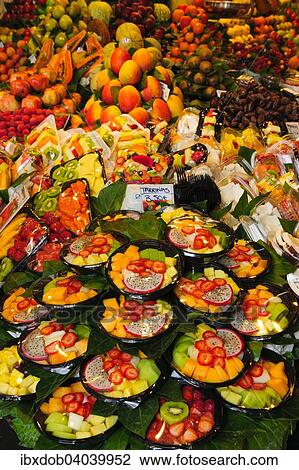 "Fruits in the market of La Boqueria St. Josep, Barcelona,? Çï? ÇïCatalonia, Spain, Europe" View Large Photo Image Stock Image - "Fruits in the market of La Boqueria St. Josep, Barcelona,? Çï? ÇïCatalonia, Spain, Europe". Fotosearch
