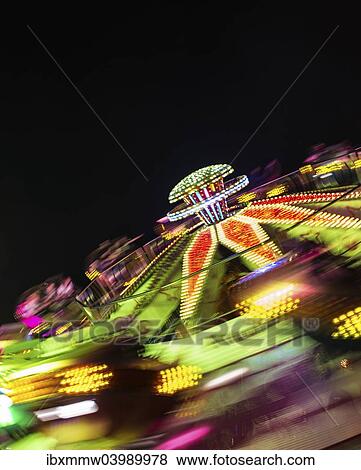 Stock Photo - "Fun ride at night, Oktoberfest, Munich, Upper Bavaria, Bavaria, Germany, Europe". Fotosearch
