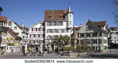"Gallusbrunnen fountain, Gallusplatz square in the old town, St. Gallen, Canton of St. Gallen, Switzerland, Europe" View Large Photo Image Picture - "Gallusbrunnen fountain, Gallusplatz square in the old town, St. Gallen, Canton of St. Gallen, Switzerland, Europe". Fotosearch