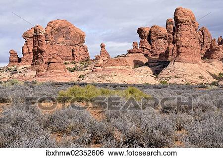 "Garden of Eden, rock formations of red sandstone, Arches National Park, Moab, Utah, USA" View Large Photo Image Stock Photograph - "Garden of Eden, rock formations of red sandstone, Arches National Park, Moab, Utah, USA". Fotosearch