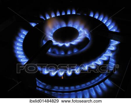 Stock Photo - Gas flame of a gas stove. Fotosearch