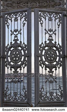 "Gate with views of the Bosphorus from Dolmabahce Palace, Istanbul, Turkey, Asia" View Large Photo Image Stock Image - "Gate with views of the Bosphorus from Dolmabahce Palace, Istanbul, Turkey, Asia". Fotosearch