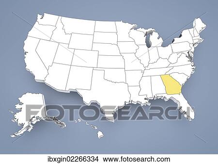 "Georgia, GA, highlighted on a contour map of USA, United States of America, 3D illustration, Asia" View Large Photo Image Picture - "Georgia, GA, highlighted on a contour map of USA, United States of America, 3D illustration, Asia". Fotosearch