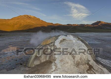 "Geyser in the evening light, Tatio Geysers, San Pedro de Atacama, Antofagasta Region, Chile, South America" View Large Photo Image Stock Photography - "Geyser in the evening light, Tatio Geysers, San Pedro de Atacama, Antofagasta Region, Chile, South America". Fotosearch