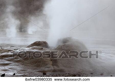 Stock Photography - "Geyser, vent releasing steam, El Tatio, the highest geyser field in the world, Antofagasta, on the edge of the Atacama Desert, Chile, South America". Fotosearch
