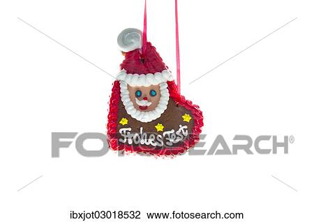 "Gingerbread heart with Santa Claus and the writing """"Frohes Fest"""", German for """"Merry Christmas""""" View Large Photo Image Stock Image - "Gingerbread heart with Santa Claus and the writing """"Frohes Fest"""", German for """"Merry Christmas""""". Fotosearch