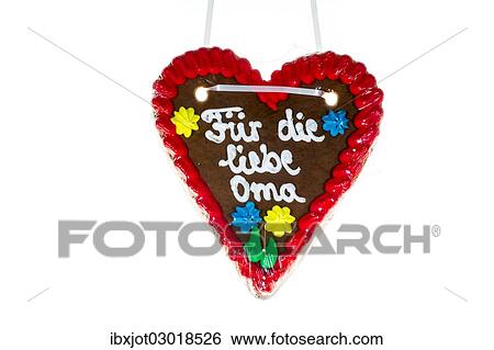 "Gingerbread heart with the writing """"Fuer die liebe Oma"""", German for """"to dear granny""""" View Large Photo Image Stock Photograph - "Gingerbread heart with the writing """"Fuer die liebe Oma"""", German for """"to dear granny""""". Fotosearch