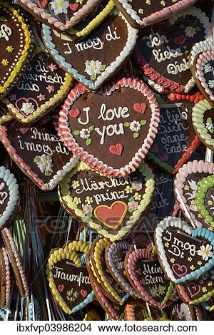 "Gingerbread hearts at a stall, Oktoberfest, Munich, Upper Bavaria, Bavaria, Germany, Europe" View Large Photo Image Picture - "Gingerbread hearts at a stall, Oktoberfest, Munich, Upper Bavaria, Bavaria, Germany, Europe". Fotosearch