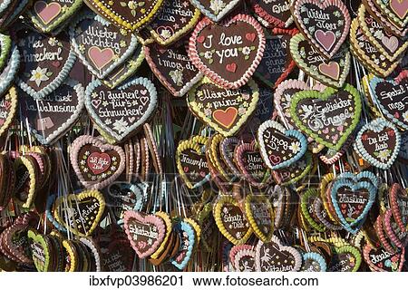 "Gingerbread hearts at a stall, Oktoberfest, Munich, Upper Bavaria, Bavaria, Germany, Europe" View Large Photo Image Stock Image - "Gingerbread hearts at a stall, Oktoberfest, Munich, Upper Bavaria, Bavaria, Germany, Europe". Fotosearch