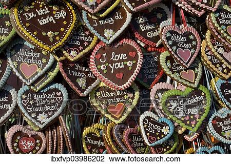"Gingerbread hearts at a stall, Oktoberfest, Munich, Upper Bavaria, Bavaria, Germany, Europe" View Large Photo Image Stock Image - "Gingerbread hearts at a stall, Oktoberfest, Munich, Upper Bavaria, Bavaria, Germany, Europe". Fotosearch
