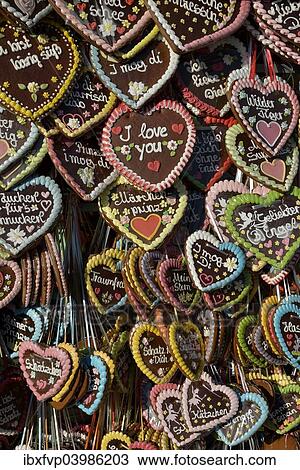 "Gingerbread hearts at a stall, Oktoberfest, Munich, Upper Bavaria, Bavaria, Germany, Europe" View Large Photo Image Stock Image - "Gingerbread hearts at a stall, Oktoberfest, Munich, Upper Bavaria, Bavaria, Germany, Europe". Fotosearch