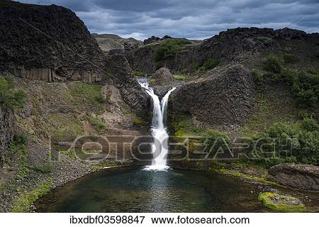 "Gjarfoss waterfall, basalt rocks, Thjorsardalur valley, Southern Region, Iceland, Europe" View Large Photo Image Stock Photo - "Gjarfoss waterfall, basalt rocks, Thjorsardalur valley, Southern Region, Iceland, Europe". Fotosearch