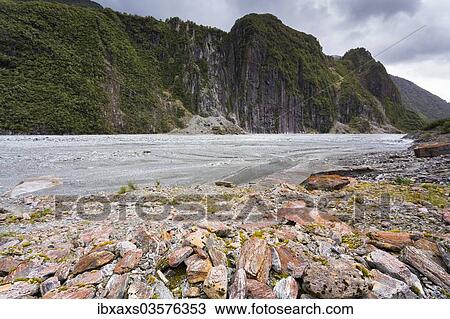 "Glacial valley with abraded mountain edges of the Fox Glacier, Fox Glacier, Westland National Park, West Coast Region, New Zealand, Oceania" View Large Photo Image Stock Image - "Glacial valley with abraded mountain edges of the Fox Glacier, Fox Glacier, Westland National Park, West Coast Region, New Zealand, Oceania". Fotosearch