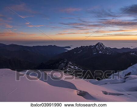 "Glacier at sunset, Huayna Potosi, Cordillera Real, Bolivia, South America" View Large Photo Image Stock Image - "Glacier at sunset, Huayna Potosi, Cordillera Real, Bolivia, South America". Fotosearch
