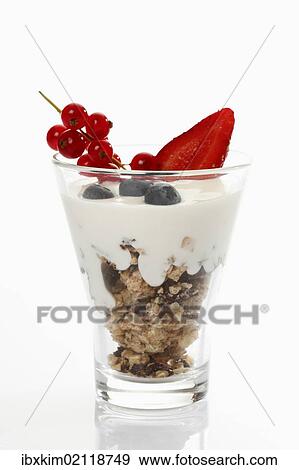 "Glass filled with muesli, yoghurt and berries, red currants, blueberries, strawberry" View Large Photo Image Stock Photo - "Glass filled with muesli, yoghurt and berries, red currants, blueberries, strawberry". Fotosearch