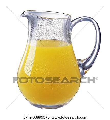 Stock Image - Glass jug with orange juice. Fotosearch