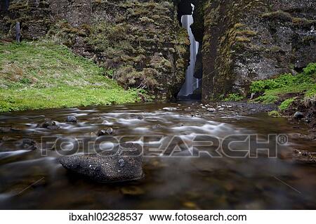 Stock Photo - "Gljufurfoss waterfall, Porsmoerk, South Iceland, Iceland, Europe". Fotosearch