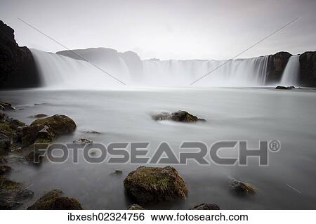Stock Photograph - "Godafoss waterfall, Fossholl, northern Iceland, Iceland, Europe". Fotosearch