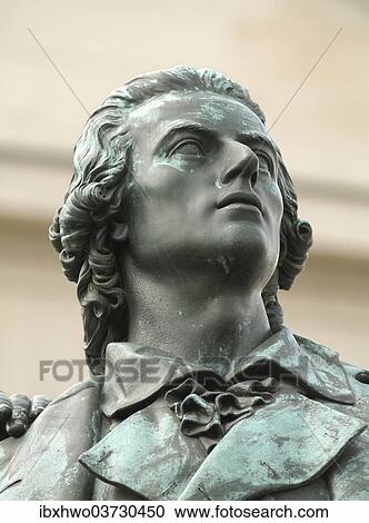 Stock Image - "Goethe-Schiller monument, sculpture of Schiller, Weimar, Thuringia, Germany, Europe". Fotosearch