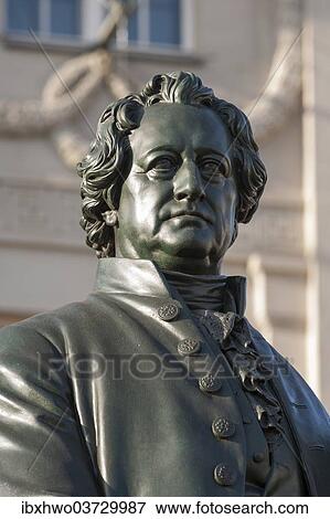 Stock Photo - "Goethe-Schiller monument, sculpture of Goethe, Weimar, Thuringia, Germany, Europe". Fotosearch