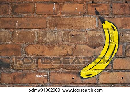 Graffiti of Banana on a brick wall View Large Photo Image Stock Image - Graffiti of Banana on a brick wall. Fotosearch