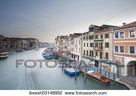 Stock Image - "Grand Canal, Grand Canal at dawn, Venice, Venezien, Italy, Europe". Fotosearch