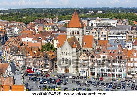 "Grand Place, view from the belfry onto the historic centre, Church of St. Quentin, Tournai, Hainaut, Belgium, Europe" View Large Photo Image Stock Photo - "Grand Place, view from the belfry onto the historic centre, Church of St. Quentin, Tournai, Hainaut, Belgium, Europe". Fotosearch