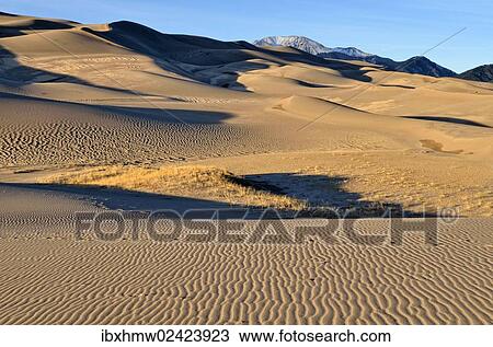 "Great Sand Dunes National Park in the evening light, Mount Herard at the back, Mosca, Colorado, USA" View Large Photo Image Stock Image - "Great Sand Dunes National Park in the evening light, Mount Herard at the back, Mosca, Colorado, USA". Fotosearch