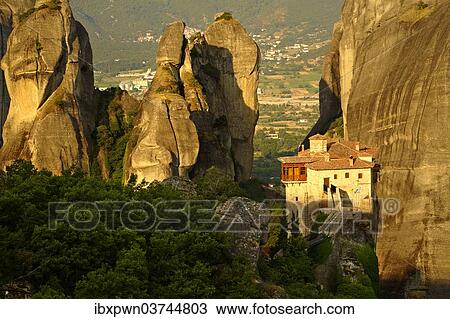 "Greek Orthodox Roussanou Monastery, Meteora Mountains, Greece, Europe" View Large Photo Image Stock Image - "Greek Orthodox Roussanou Monastery, Meteora Mountains, Greece, Europe". Fotosearch