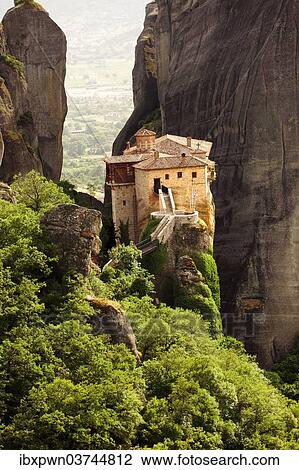 "Greek Orthodox Roussanou Monastery, Meteora Mountains, Greece, Europe" View Large Photo Image Stock Image - "Greek Orthodox Roussanou Monastery, Meteora Mountains, Greece, Europe". Fotosearch