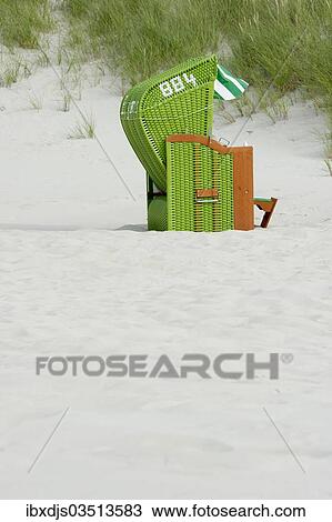 "Green beach chair, Nebel, Amrum, North Frisian Islands, Schleswig-Holstein, Germany, Europe" View Large Photo Image Stock Image - "Green beach chair, Nebel, Amrum, North Frisian Islands, Schleswig-Holstein, Germany, Europe". Fotosearch