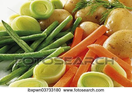 "Green beans, carrots, leeks and potatoes" View Large Photo Image Stock Image - "Green beans, carrots, leeks and potatoes". Fotosearch