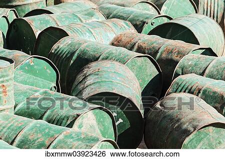 Green metal barrels View Large Photo Image Stock Photograph - Green metal barrels. Fotosearch