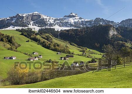 "Green pastures in Appenzellerland in front of the snow-capped Appenzell Alps, Canton of Appenzell-Innerrhoden, Switzerland, Europe" View Large Photo Image Picture - "Green pastures in Appenzellerland in front of the snow-capped Appenzell Alps, Canton of Appenzell-Innerrhoden, Switzerland, Europe". Fotosearch