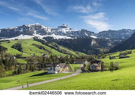 "Green pastures in Appenzellerland in front of the snow-capped Appenzell Alps, Canton of Appenzell-Innerrhoden, Switzerland, Europe" View Large Photo Image Stock Photograph - "Green pastures in Appenzellerland in front of the snow-capped Appenzell Alps, Canton of Appenzell-Innerrhoden, Switzerland, Europe". Fotosearch