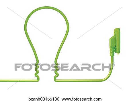 Green power cable in the shape of a light bulb View Large Photo Image Stock Image - Green power cable in the shape of a light bulb. Fotosearch