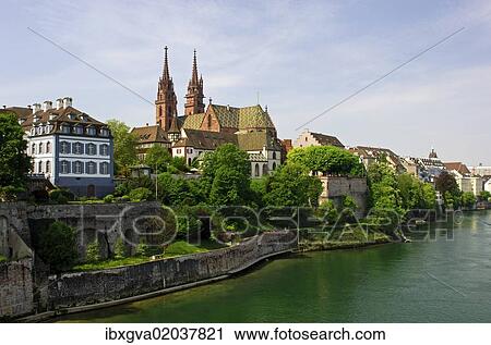 "Gross Basel Muenster as seen from Wettsteinbruecke bridge, Basel, Switzerland, Europe" View Large Photo Image Stock Image - "Gross Basel Muenster as seen from Wettsteinbruecke bridge, Basel, Switzerland, Europe". Fotosearch