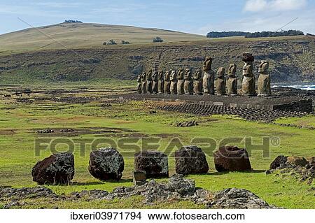 "Group of Moai, Rano Raraku, Easter Island, Chile, South America" View Large Photo Image Picture - "Group of Moai, Rano Raraku, Easter Island, Chile, South America". Fotosearch
