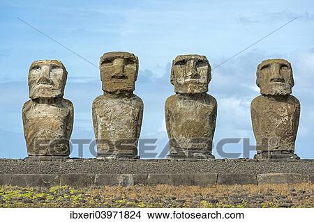 "Group of Moai, Rano Raraku, Easter Island, Chile, South America" View Large Photo Image Picture - "Group of Moai, Rano Raraku, Easter Island, Chile, South America". Fotosearch