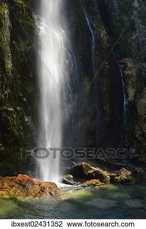 Stock Image - "Grunas Waterfall, Theth National Park, Albanian Alps, Albania, The Balkans, Europe". Fotosearch