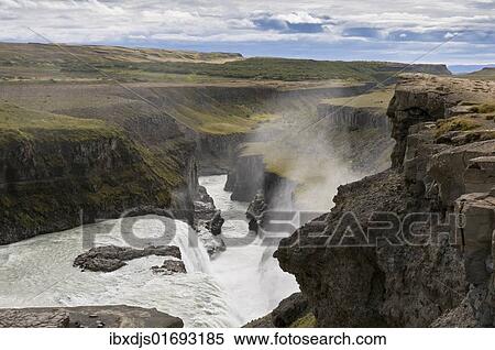 Stock Photography - "Gullfoss, Golden Falls, near Reykjavik, Iceland, Scandinavia, Europe". Fotosearch