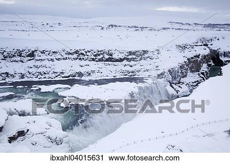 "Gullfoss in winter, Haukadalur, Southern Region, Iceland, Europe" View Large Photo Image Stock Image - "Gullfoss in winter, Haukadalur, Southern Region, Iceland, Europe". Fotosearch