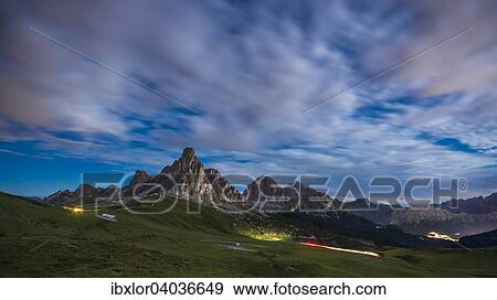 "Gusela mountain in a night with clouds, Giau Pass, Dolomites, Veneto, Italy, Europe" View Large Photo Image Stock Photo - "Gusela mountain in a night with clouds, Giau Pass, Dolomites, Veneto, Italy, Europe". Fotosearch
