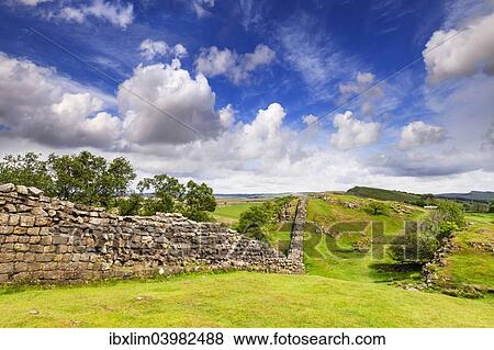 "Hadrian's Wall under a dramatic sky at Walltown Crags, Northumberland, England, United Kingdom, Europe" View Large Photo Image Stock Photo - "Hadrian's Wall under a dramatic sky at Walltown Crags, Northumberland, England, United Kingdom, Europe". Fotosearch