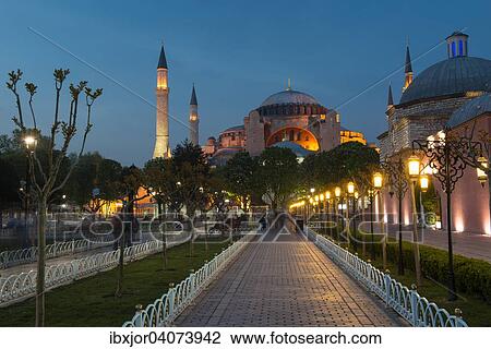 "Hagia Sophia, Ayasofya mosque, illuminated, Sultanahmet, European side, Istanbul, Istanbul Province, Turkey, Asia" View Large Photo Image Stock Image - "Hagia Sophia, Ayasofya mosque, illuminated, Sultanahmet, European side, Istanbul, Istanbul Province, Turkey, Asia". Fotosearch