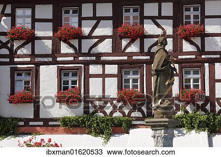 "Half-timbered hotel Behringer and Maria Immaculata from the Market Square fountain, Volkach, Mainfranken, Lower Franconia, Franconia, Bavaria, Germany, Europe" View Large Photo Image Stock Image - "Half-timbered hotel Behringer and Maria Immaculata from the Market Square fountain, Volkach, Mainfranken, Lower Franconia, Franconia, Bavaria, Germany, Europe". Fotosearch