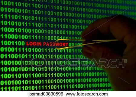 "Hand reaching for the words """"Login Passwort"""" with tweezers in a binary code" View Large Photo Image Stock Photograph - "Hand reaching for the words """"Login Passwort"""" with tweezers in a binary code". Fotosearch